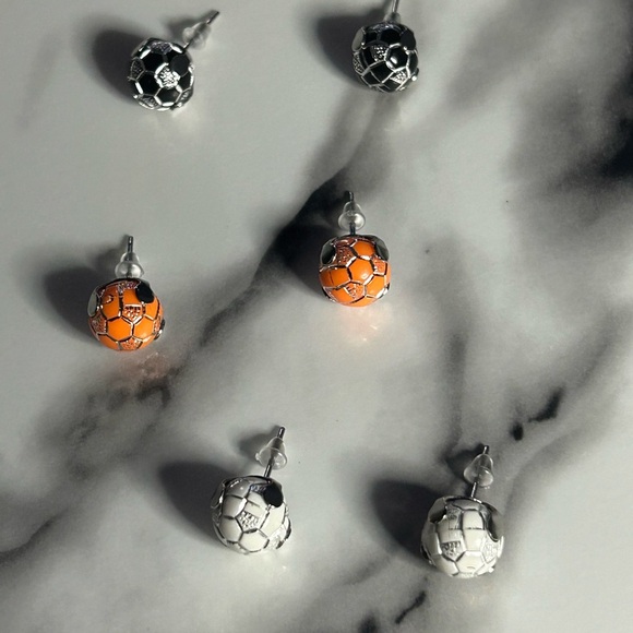 Soccer Ball Stud Earrings Set - Picture 2 of 2